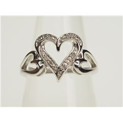 #9-STERLING SILVER DIAMOND RING W/ COA