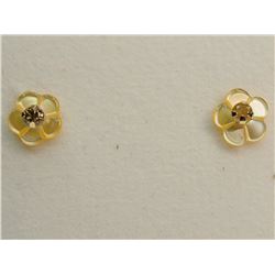 #11-14KT GOLD DIAMOND AND MOTHER OF PEARL EARRINGS