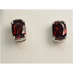 #15-STERLING SILVER GARNET EARRINGS