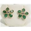 Image 1 : #16-14KT GOLD EMERALD AND WHITE TOPAZ EARRINGS