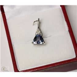 #18-14K WHITE GOLD DIAMOND & TANZANITE PENDANT