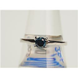 #20-14KT WHITE GOLD BLUE DIAMOND SOLITAIRE RING