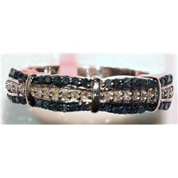 #21-STERLING SILVER BLUE &WHITE DIAMOND RING W/COA