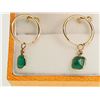 Image 1 : #23-14KT GOLD EMERALD & DIAMOND EARRINGS W/COA