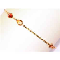 #31-10KT GOLD ORANGE & YELLOW SAPPHIRE BRACELET