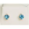 Image 1 : #37-10KT GOLD BLUE TOPAZ AND CZ EARRINGS