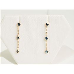 #38-14KT GOLD BLUE DIAMOND DROP EARRINGS W/COA