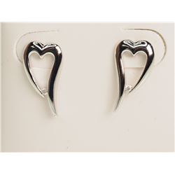 #39-STERLING SILVER DIAMOND 'HEART' EARRINGS