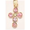 Image 1 : #40-14KT GOLD PINK SAPPHIRE&DIAMOND CROSS PENDANT