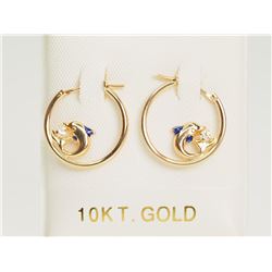 #41-10KT GOLD 'DOLPHIN' CZ EARRINGS