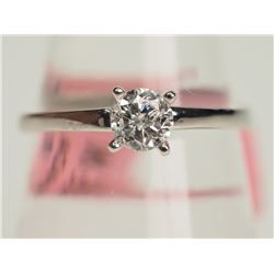 #42-14KT WHITE GOLD SOLITAIRE DIAMOND RING W/COA