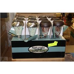 item#15 CASE OF 12 ART GLASS SOLAR LIGHTS