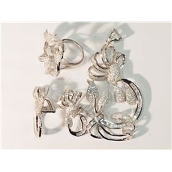 #2-STERLING SILVER CUBIC ZIRCONIA EARRINGS