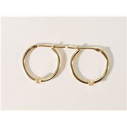#3-14K GOLD DIAMOND HOOP EARRINGS