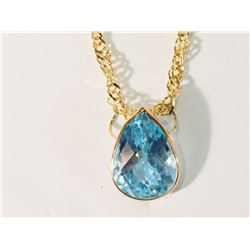 #4-14K GOLD BLUE TOPAZ (9.30CT) PENDANT