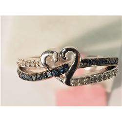 #6-STERLING SILVER BLUE DIAMOND(0.25CT) & WHITE