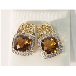 #7-STERLING SILVER SMOKEY QUARTZ & CUBIC