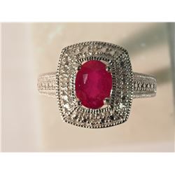 #18-STERLING SILVER ENHANCED RUBY & DIAMOND