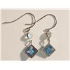 Image 1 : #21-10K GOLD BLUE TOPAZ & MOONSTONE EARRINGS