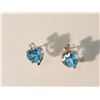 Image 1 : #23-10K GOLD BLUE TOPAZ HEART-SHAPED EARRINGS