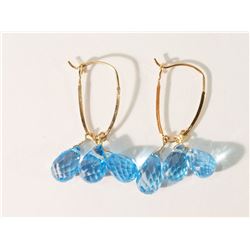 #24-14K GOLD BLUE TOPAZ TEAR DROP EARRINGS