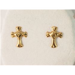 #33-14KT GOLD 'CROSS' EARRINGS