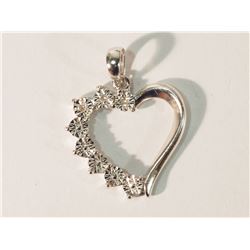 #39-STERLING SILVER DIAMOND HEART-SHAPED