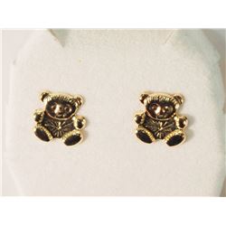 #41-14K GOLD TEDDY BEAR EARRINGS