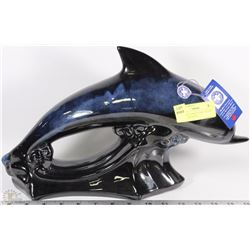 LARGE BLUE MOUNTAIN POTTERY DOLPHIN 16"LONG