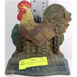 VINTAGE CAST IRON CHICKEN DOOR STOP 7" TALL X 6" L