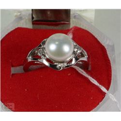 #26-FRESH WATER PEARL &CZ .925 SILVER SIZE 6