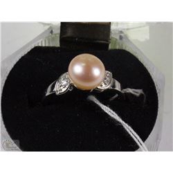 #23-FRESH WATER PEARL &CZ .925 SILVER SIZE 6