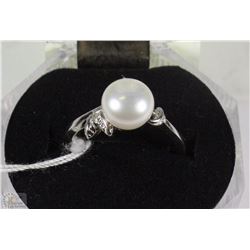 #28-FRESH WATER PEARL &CZ .925 SILVER SIZE 6