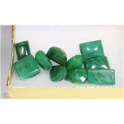#41-NATURAL/ENHANCED GREEN EMERALD GEMSTONES 10PCS (110CT)