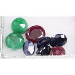 #42-NATURAL/ENHANCED GREEN EMERALD,RED RUBY & BLUE SAPPHIRE GEMSTONES 8PCS (156CT)