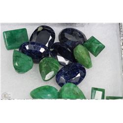 #37-NATURAL/ENHANCED BLUE SAPPHIRE & EMERALD GEMSTONES 14PCS (149CT)