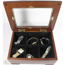 WATCH BOX FILLED WITH WATCHES & TILE BRACELET
