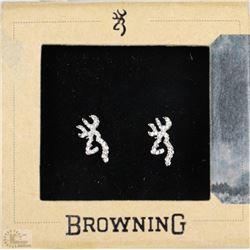 CLEAR BUCKMARK BLING EARRINGS