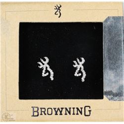 CLEAR BUCKMARK BLING EARRINGS