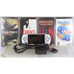 SONY PSP CONSOLE,CHARGER WITH 6 GAMES INCL.
