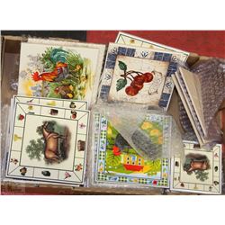 BOX OF VARIOUS FARM & FRUIT TILES