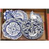 Image 1 : FLAT OF BLUE & WHITE CAKE PLATES AND OTHER DISHES