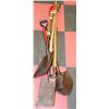 Image 1 : LOT OF YARD TOOLS; SHOVEL, SPADE, ICE SCRAPPER