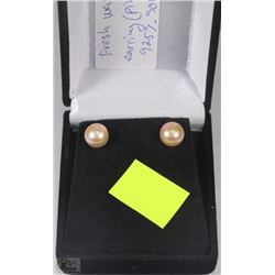 #9-FRESH WATER PEARL EARRINGS PINK .925 SILVER