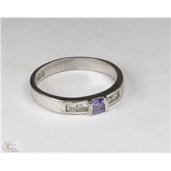 .925 STERLING SILVER TANZANITE RING - SIZE 6