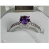 Image 1 : #14-NATURAL/ENHANCED AMETHYST & CZ .925 SOLID SILVER RING SIZE 6