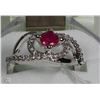 Image 1 : #4-NATURAL/ENHANCED RED RUBY & CZ .925 SOLID SILVER RING