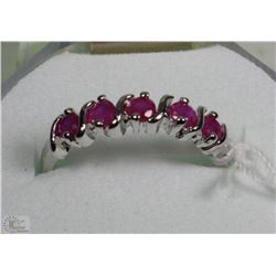 #12-NATURAL/ENHANCED RED RUBY .925 SOLID SILVER RING SIZE 8