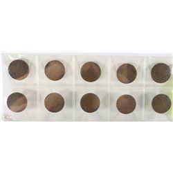 10 CANADIAN LARGE CENTS 1911-1920