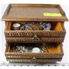 Image 1 : WOOD 2 DRAWER JEWELLERY BOX AND CONTENTS